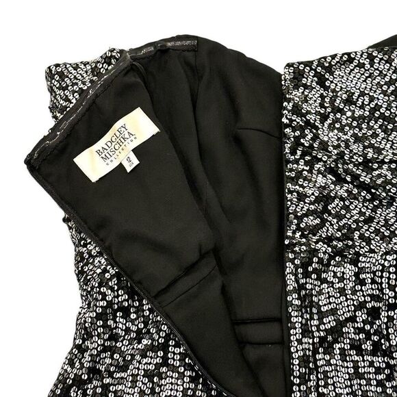 BADGLEY MISCHKA Collection Silk Sequined Wrap Dress 12 Formal Party Celebration - Picture 8 of 15